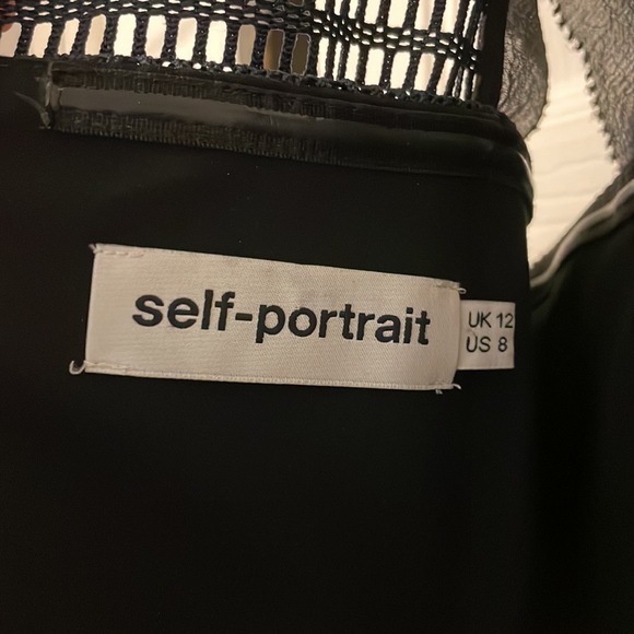 Self-Portrait Navy Cut Out Dress with Pleated Skirt - Picture 5 of 6